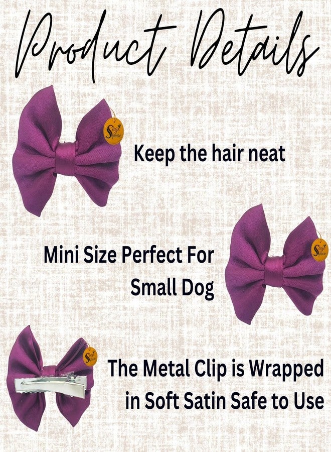 Sage Square Pet Hair Clips | Handmade Bow for Dogs & Cats | Stylish Topknot Bow | Luxry Pet Grooming Accessory | Fancy Hair Bow for Weddings, Festivals & Birthdays | Perfect for Gifting (Purple) - Image 5